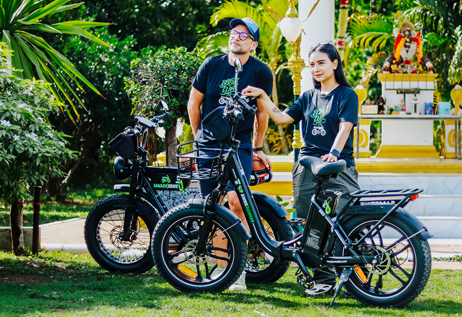 Sawadeebike Buddy Bike electric bikes with riders in Chalong, Phuket